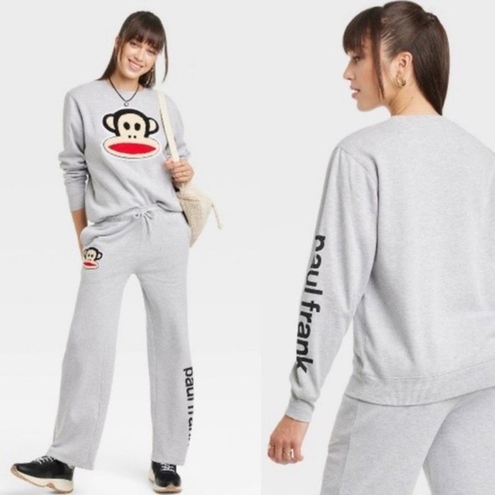 PAUL FRANK Juniors Fuzzy Graphic Grey Sweatshirt